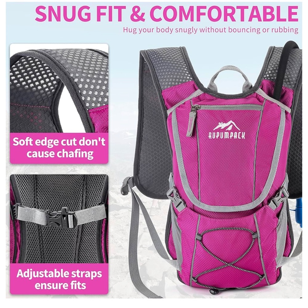 Magenta and Gray RUPUMPACK Backpack Hydration Vest - Picture 13 of 16